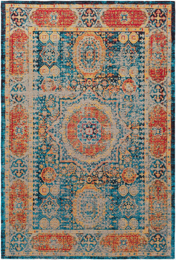 Surya Amsterdam Ams-1002 2' X 3' Handmade Chenille-cotton Rug - Timeless Elegance For Your Home Decor Blue Chenille,Polyester,Cotton Ams1009-576