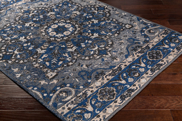 Surya Amsterdam Ams-1002 2' X 3' Handmade Chenille-cotton Rug - Timeless Elegance For Your Home Decor Navy Chenille,Polyester,Cotton Ams1017-23