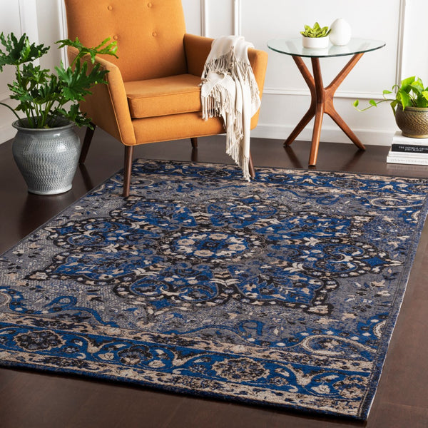 Surya Amsterdam Ams-1002 2' X 3' Handmade Chenille-cotton Rug - Timeless Elegance For Your Home Decor Navy Chenille,Polyester,Cotton Ams1017-23