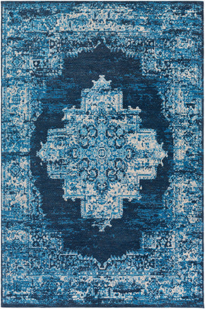 Surya Amsterdam Ams-1002 2' X 3' Handmade Chenille-cotton Rug - Timeless Elegance For Your Home Decor Dark Blue Chenille,Polyester Ams1024-576