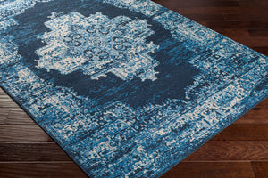Surya Amsterdam Ams-1002 2' X 3' Handmade Chenille-cotton Rug - Timeless Elegance For Your Home Decor Dark Blue Chenille,Polyester Ams1024-576