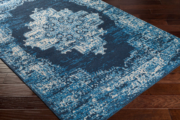 Surya Amsterdam Ams-1002 2' X 3' Handmade Chenille-cotton Rug - Timeless Elegance For Your Home Decor Dark Blue Chenille,Polyester Ams1024-576