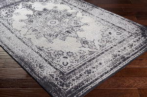 Surya Amsterdam Ams-1002 2' X 3' Handmade Chenille-cotton Rug - Timeless Elegance For Your Home Decor Black Chenille,Polyester Ams1030-23