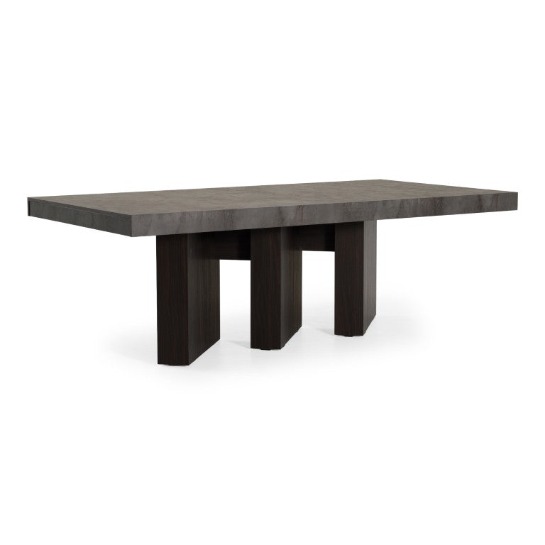 VIG Furniture Amsterdam Extendable Volcano Matt Top Dining Table With Eucalyptus Oak Pedestal, Seats 10–14, Made In Italy VGACAMSTERDAM-OAK-DT