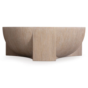 Bernhardt Bernhardt Loggia Round Cocktail Table — 48" Aria Wood-Grain Resin Top, Sculptural Convex/Concave Design, Casters 345009