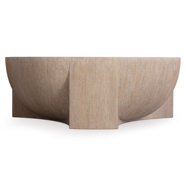 Bernhardt Bernhardt Loggia Round Cocktail Table — 48" Aria Wood-Grain Resin Top, Sculptural Convex/Concave Design, Casters 345009