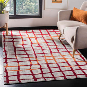 Safavieh Modern Gridlines Power Loomed  Rug Light Grey / Ivory AMT403B-29