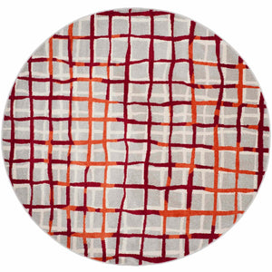 Safavieh Modern Gridlines Power Loomed  Rug Light Grey / Ivory AMT403B-29