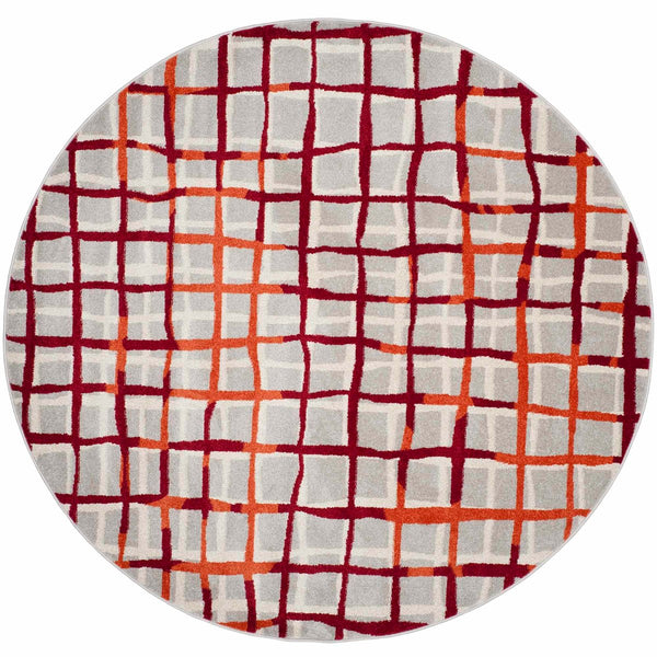 Safavieh Modern Gridlines Power Loomed  Rug Light Grey / Ivory AMT403B-29