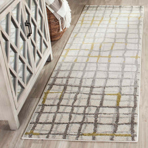 Safavieh Modern Gridlines Power Loomed  Rug Ivory / Light Grey AMT403K-29