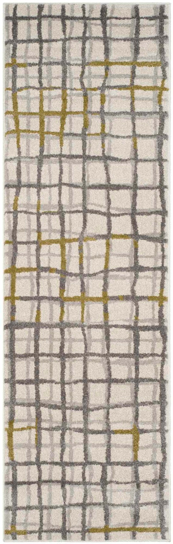 Safavieh Modern Gridlines Power Loomed  Rug Ivory / Light Grey AMT403K-29
