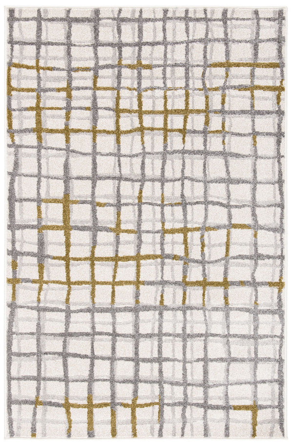 Safavieh Modern Gridlines Power Loomed  Rug Ivory / Light Grey AMT403K-29