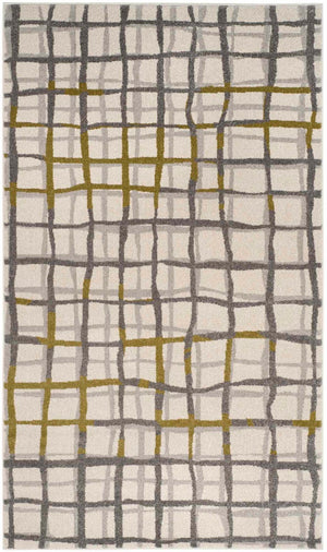 Safavieh Modern Gridlines Power Loomed  Rug Ivory / Light Grey AMT403K-29