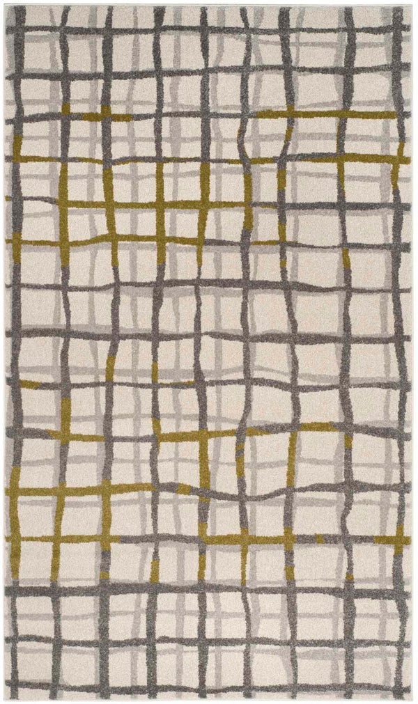 Safavieh Modern Gridlines Power Loomed  Rug Ivory / Light Grey AMT403K-29