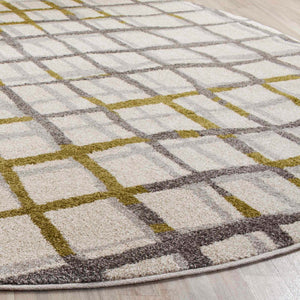 Safavieh Modern Gridlines Power Loomed  Rug Ivory / Light Grey AMT403K-29