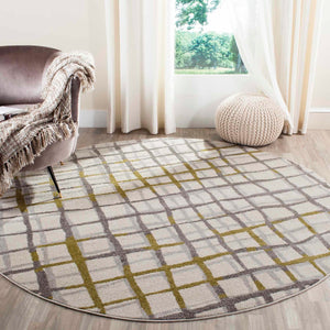 Safavieh Modern Gridlines Power Loomed  Rug Ivory / Light Grey AMT403K-29