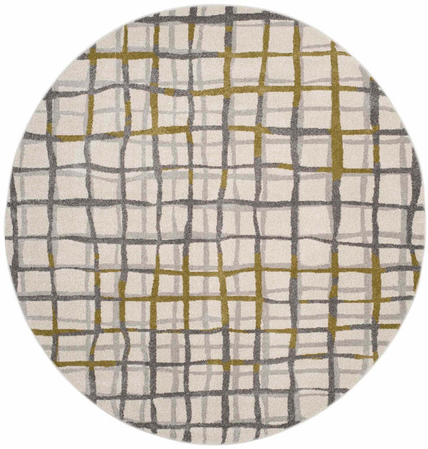 Safavieh Modern Gridlines Power Loomed  Rug Ivory / Light Grey AMT403K-29