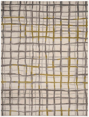 Safavieh Modern Gridlines Power Loomed  Rug Ivory / Light Grey AMT403K-29