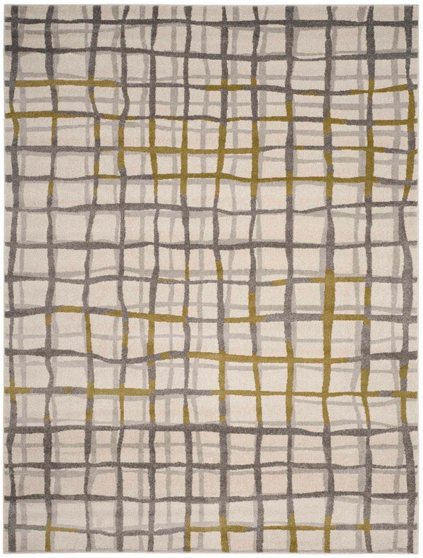 Safavieh Modern Gridlines Power Loomed  Rug Ivory / Light Grey AMT403K-29