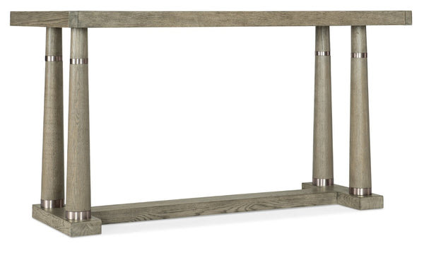 Hooker Furniture Linville Adjustable Norwood Friendship Table In Mink Oak Veneer With Antique Pewter Bands, Expandable 6150-75206-85