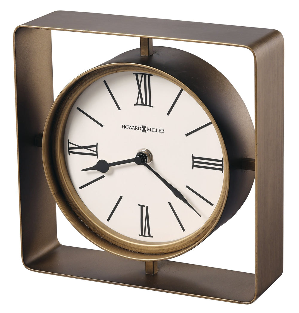 Hekman Furniture 635250 Elegant Burnished Brass Mantel Clock With Roman Numerals And Stylish Square Frame Design  Niall Accent Clock 635250
