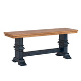 Homelegance By Top-Line Juliette Two-Tone Trestle Leg Wood Dining Bench Blue Rubberwood