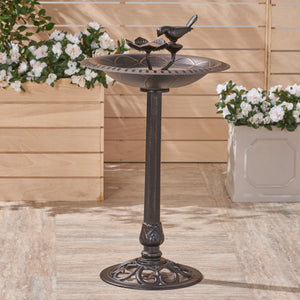English Elm Christopher Knight Home® - Outdoor Aluminum and Iron Bird Bath Antique Bronze Finish — Rust‑Proof Cast Aluminum Basin, Cast Iron Base, Handcrafted Detail, 33.5" Height 64411.00COP