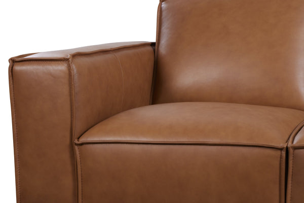 Porter Designs Porter Carina Top Grain Leather Sofa In Rich Caramel With Espresso Wood Trim & Modern Flair Brown Leather 02-204-01-2780