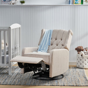 English Elm Christopher Knight Home® - Classic Linen Recliner Chair with 360° Swivel and Manual Recline, Durable Frame, Cozy Upholstery Beige 66842.00BGE