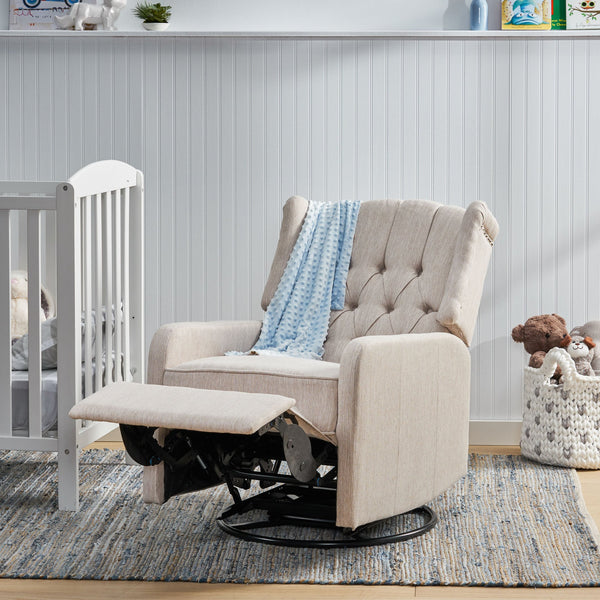 English Elm Christopher Knight Home® - Classic Linen Recliner Chair with 360° Swivel and Manual Recline, Durable Frame, Cozy Upholstery Beige 66842.00BGE