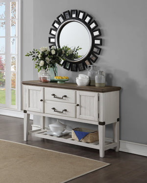 English Elm Steve Silver - Pendleton Two-Tone White Server with Drawers & Bottle Storage, Felt-Lined Drawer, Brass Accents B081P157348