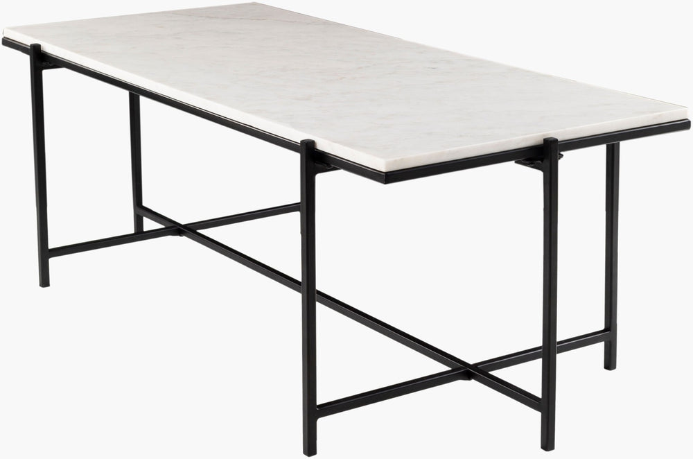 Livabliss Anaya Handcrafted Marble Top Coffee Table with Industrial Metal Base for Modern Living ANA-004