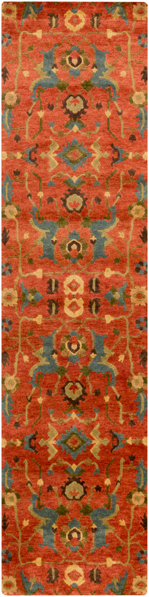 Anastacia ANA-8411 2'6" x 10' Handmade Rug ANA8411-2610  Rust, Sky Blue, Olive, Mustard, Grass Green, Dark Brown Surya