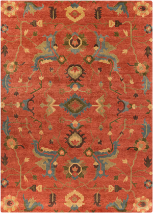 Anastacia ANA-8411 8' x 11' Handmade Rug ANA8411-811  Rust, Sky Blue, Olive, Mustard, Grass Green, Dark Brown Surya