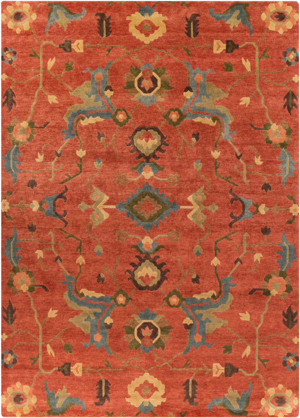 Anastacia ANA-8411 8' x 11' Handmade Rug ANA8411-811  Rust, Sky Blue, Olive, Mustard, Grass Green, Dark Brown Surya