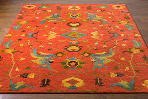 Anastacia ANA-8411 8' x 11' Handmade Rug ANA8411-811  Rust, Sky Blue, Olive, Mustard, Grass Green, Dark Brown Surya