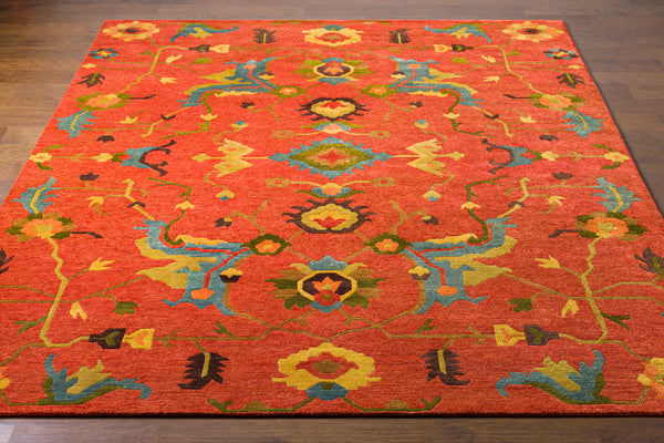 Anastacia ANA-8411 8' x 11' Handmade Rug ANA8411-811  Rust, Sky Blue, Olive, Mustard, Grass Green, Dark Brown Surya