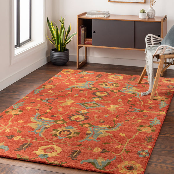 Anastacia ANA-8411 8' x 11' Handmade Rug ANA8411-811  Rust, Sky Blue, Olive, Mustard, Grass Green, Dark Brown Surya