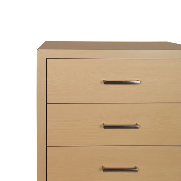 English Elm Christopher Knight Home® - 5 Drawer Chest Natural MDF with Black Iron Base, 5-Drawer Contemporary Dresser, Silver Handles, 31.25"W 71882.00WALN