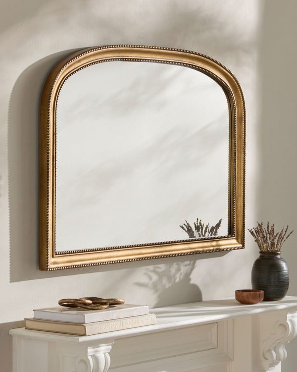 Surya Nalanda Wide Rectangular Mantel Mirror with Ornate Frame for Fireplace or Living Room ANAN005-2840