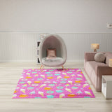 Nourison Imagination IMA19 Machine Made Machine Printed Borderless Design Indoor Only Kids  Rug Pink Multicolor, Pink Multicolor Pile, 100% Polyester 841491134658