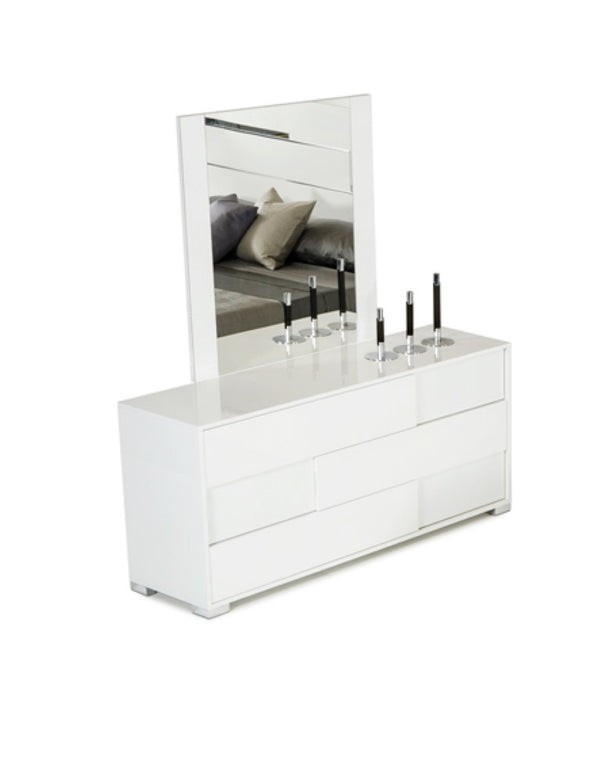 VIG Furniture Monza Italian Modern White Mirror With Crocodile-Textured High-Gloss Frame, 39"X41" Sleek Luxe Statement VGACANCONA-MIR-WHT