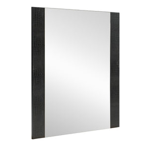 VIG Furniture Monza Italian-Made Black Crocodile-Texture Mirror With Silver Accents, High-Gloss Luxe 39"X41" VGACANCONA-MIR-BLK