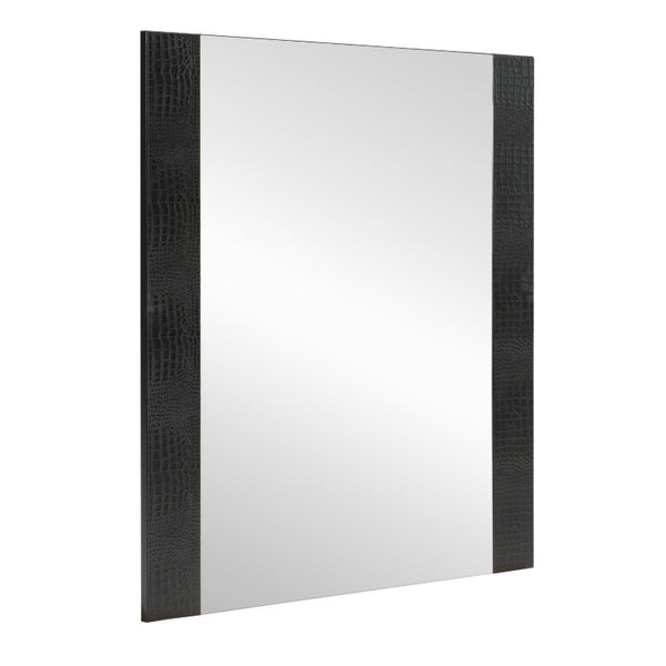 VIG Furniture Monza Italian-Made Black Crocodile-Texture Mirror With Silver Accents, High-Gloss Luxe 39"X41" VGACANCONA-MIR-BLK