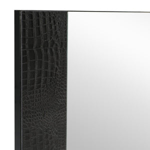 VIG Furniture Monza Italian-Made Black Crocodile-Texture Mirror With Silver Accents, High-Gloss Luxe 39"X41" VGACANCONA-MIR-BLK
