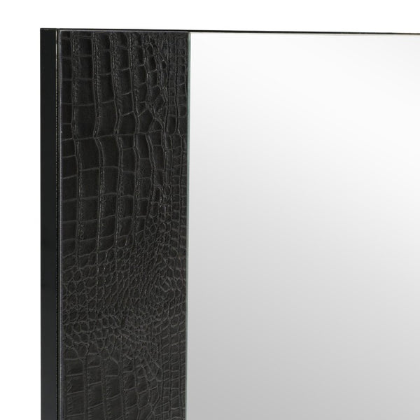VIG Furniture Monza Italian-Made Black Crocodile-Texture Mirror With Silver Accents, High-Gloss Luxe 39"X41" VGACANCONA-MIR-BLK