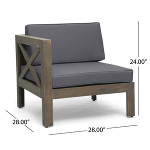 English Elm Alcove Acacia Hardwood Outdoor Sectional Set with Ottoman and Coffee Table 63714.00GDGRY