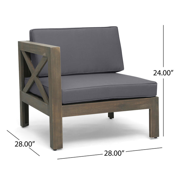 English Elm Alcove Acacia Hardwood Outdoor Sectional Set with Ottoman and Coffee Table 63714.00GDGRY