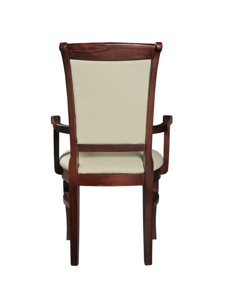 VIG Furniture Anders Taupe Leather Dining Armchair With High-Gloss Walnut Beechwood Frame — Neoclassical Head Chair VGTSRAFAELLO-AC