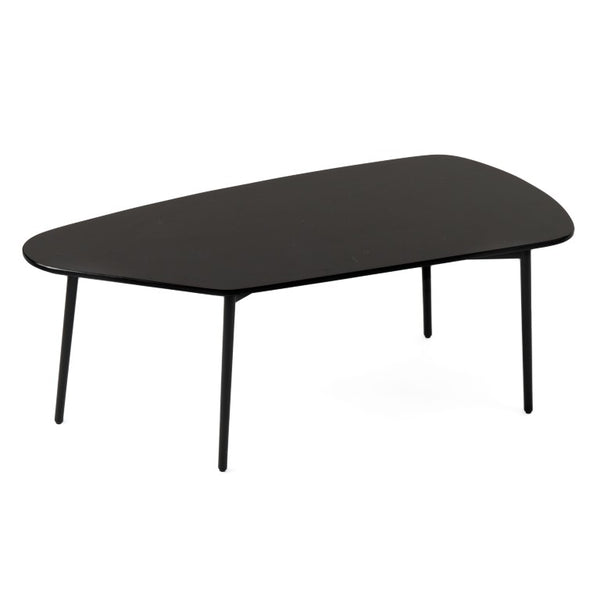VIG Furniture Andros Black Marble Coffee Table With Matte Black Metal Base, 47" X 24" Sturdy Modern Centerpiece VGGMM-CT-1582-BLK-CT